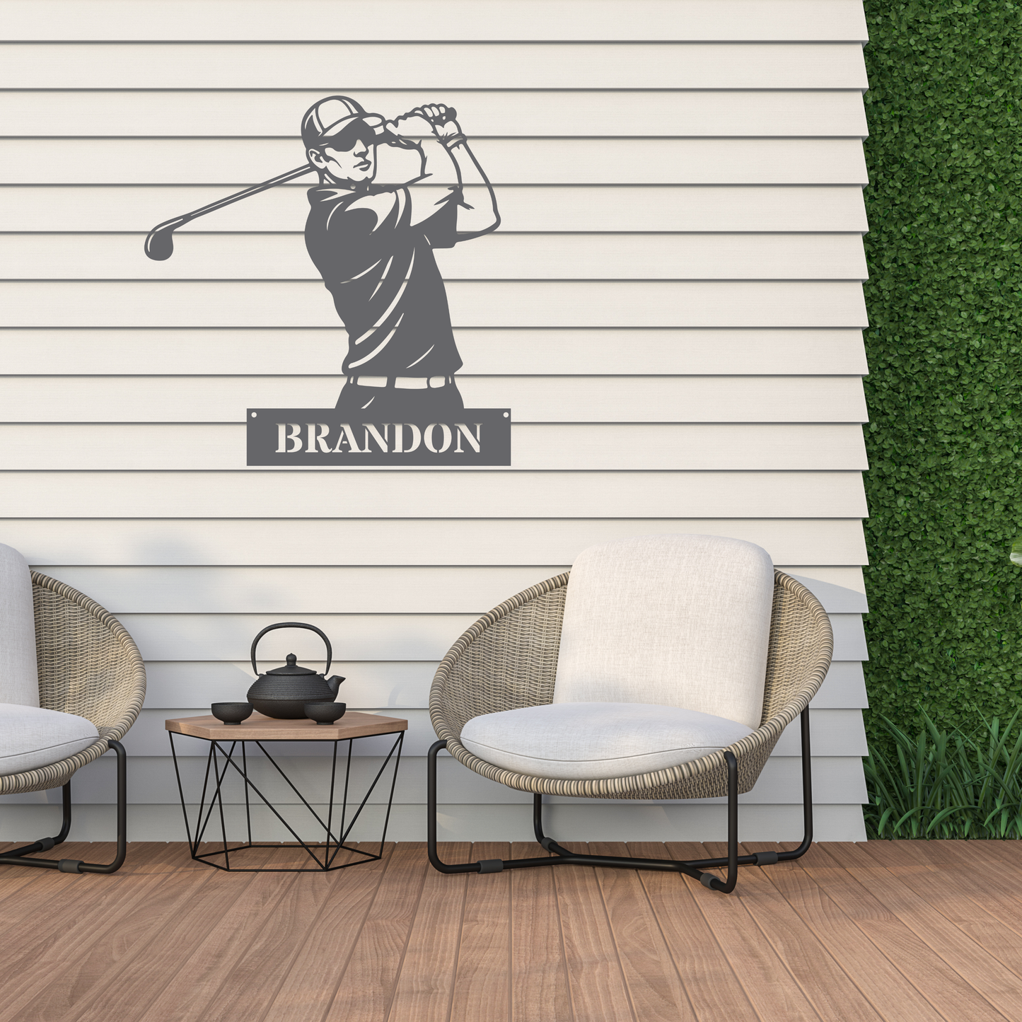 Personalised Golfer Metal Wall Art – Custom Golf Name Sign