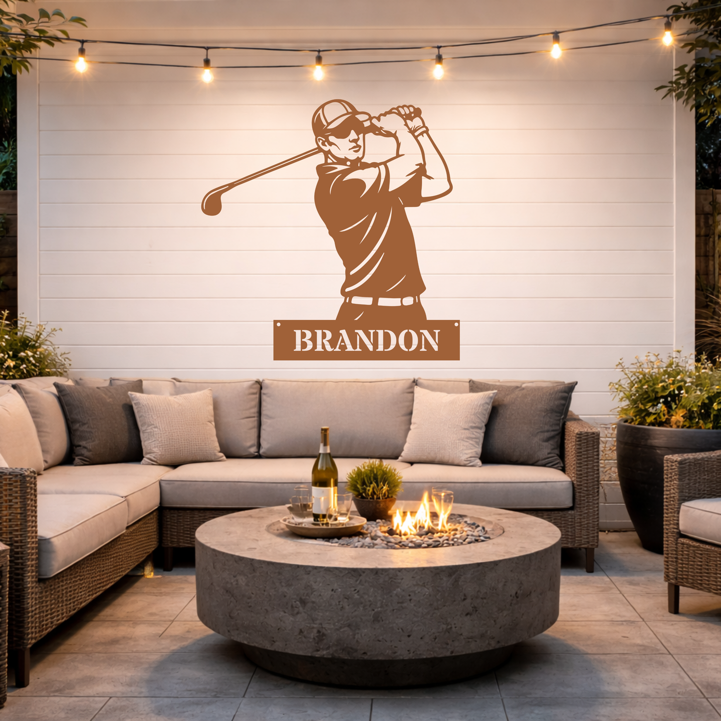 Personalised Golfer Metal Wall Art – Custom Golf Name Sign