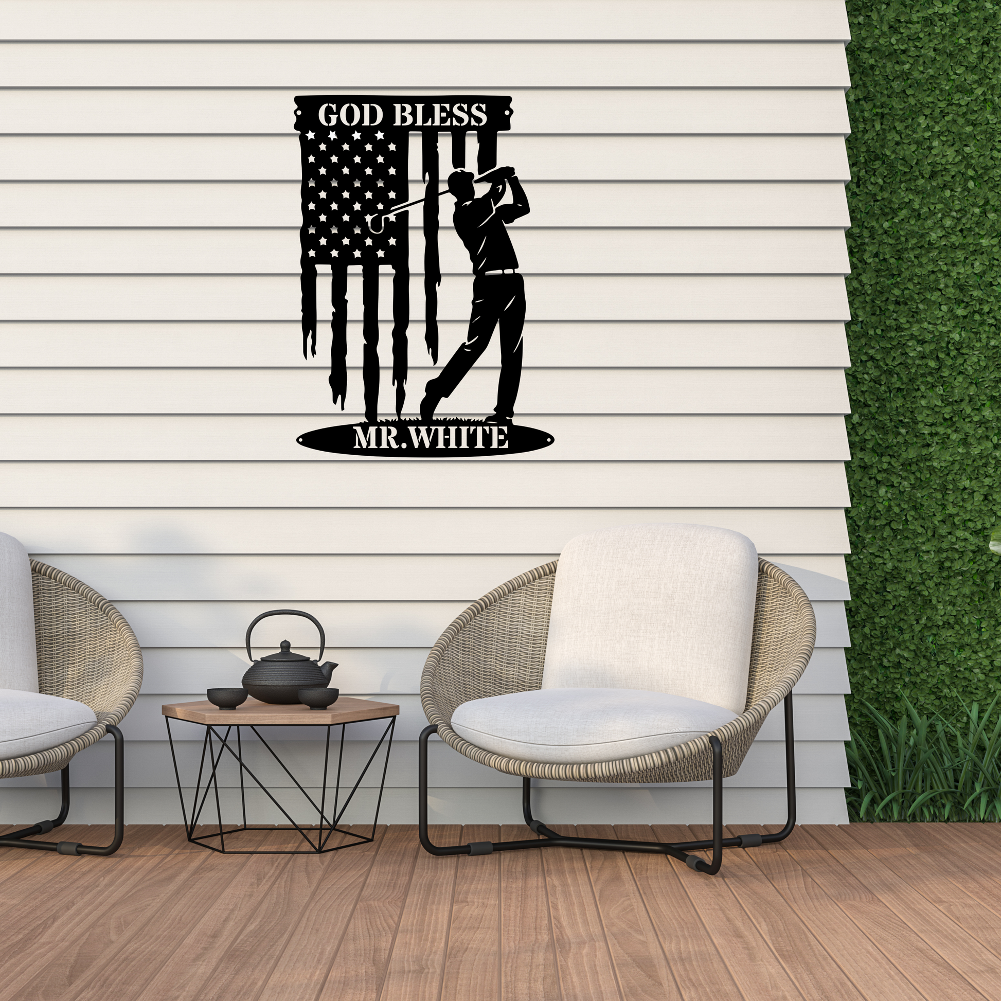 God Bless America Golf Metal Wall Sign – Patriotic Golf Art