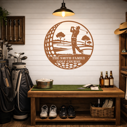 Family Golf Course Metal Sign – Custom Golf Wall Art