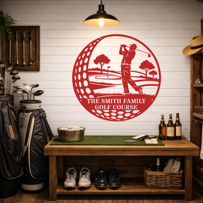 Family Golf Course Metal Sign – Custom Golf Wall Art