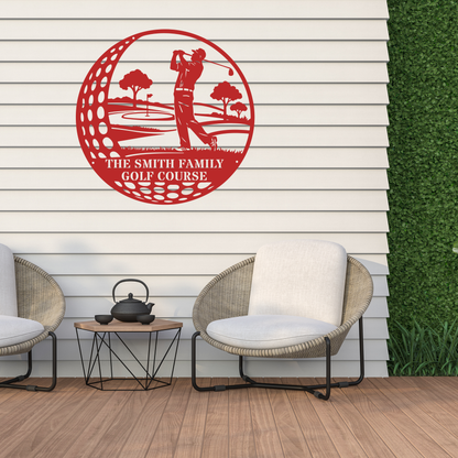 Family Golf Course Metal Sign – Custom Golf Wall Art