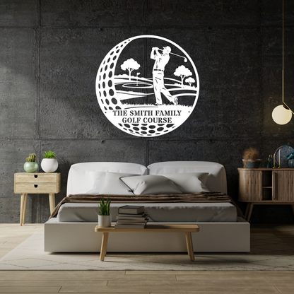 Family Golf Course Metal Sign – Custom Golf Wall Art