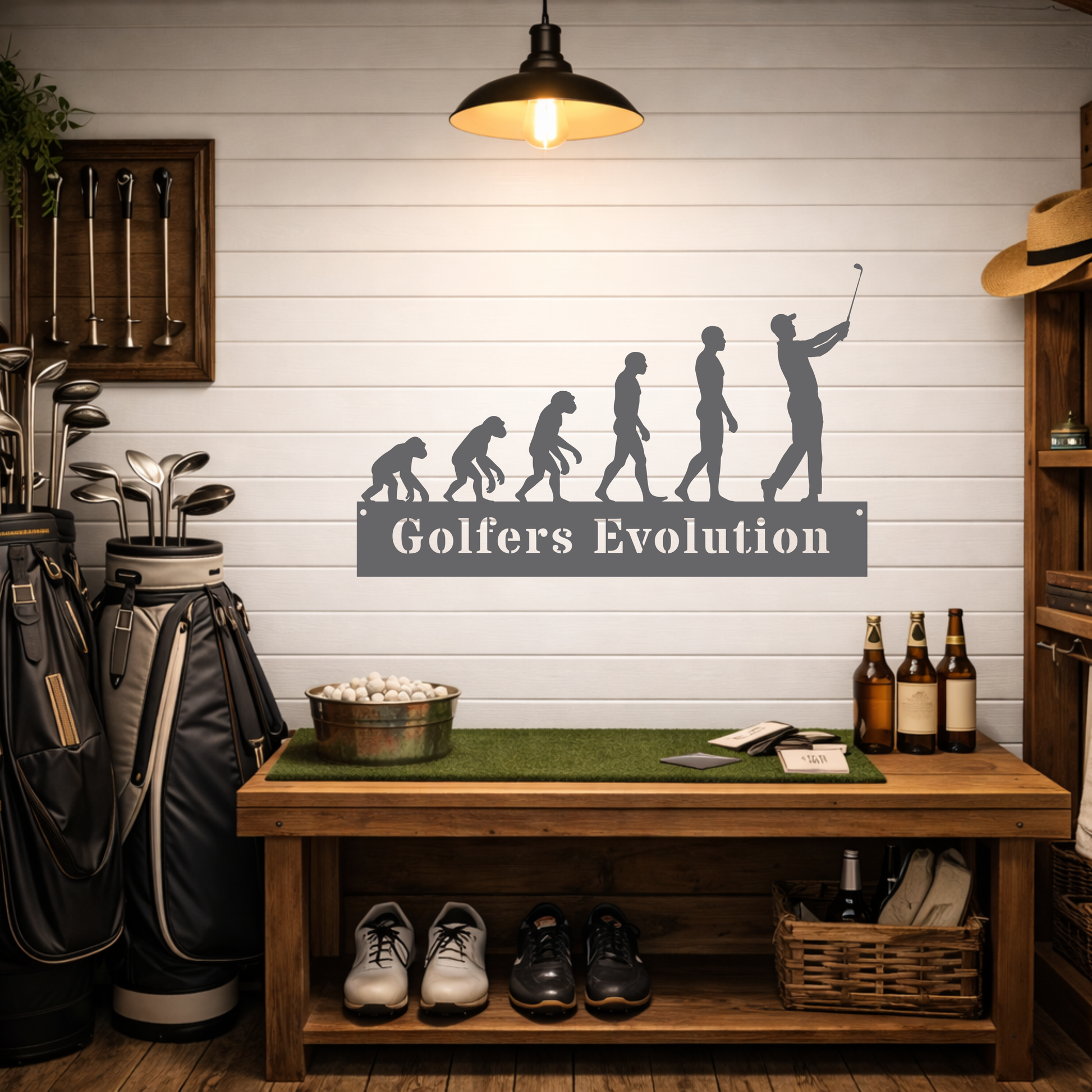 Golfers Evolution Wall Sign – Funny Golf Decor