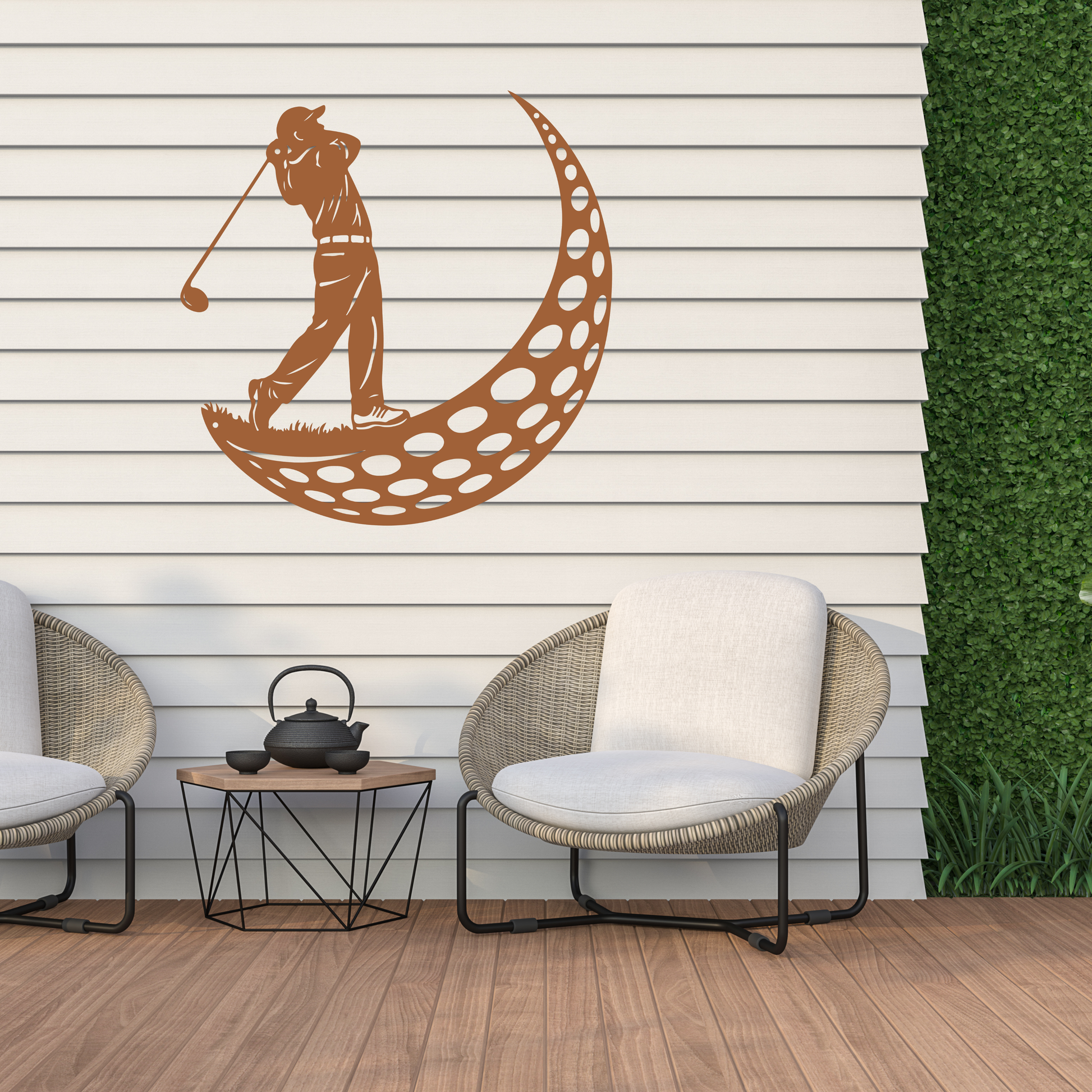 Golfer Moon Metal Wall Art
