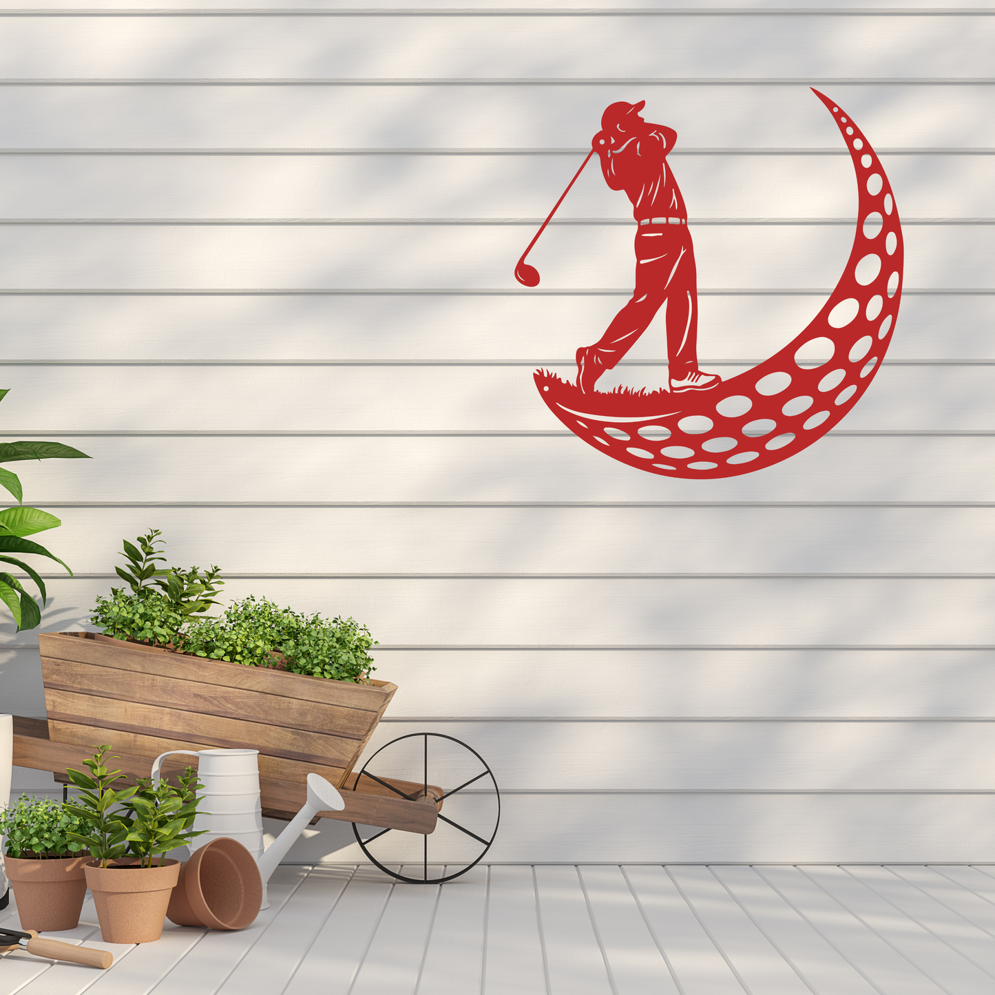 Golfer Moon Metal Wall Art