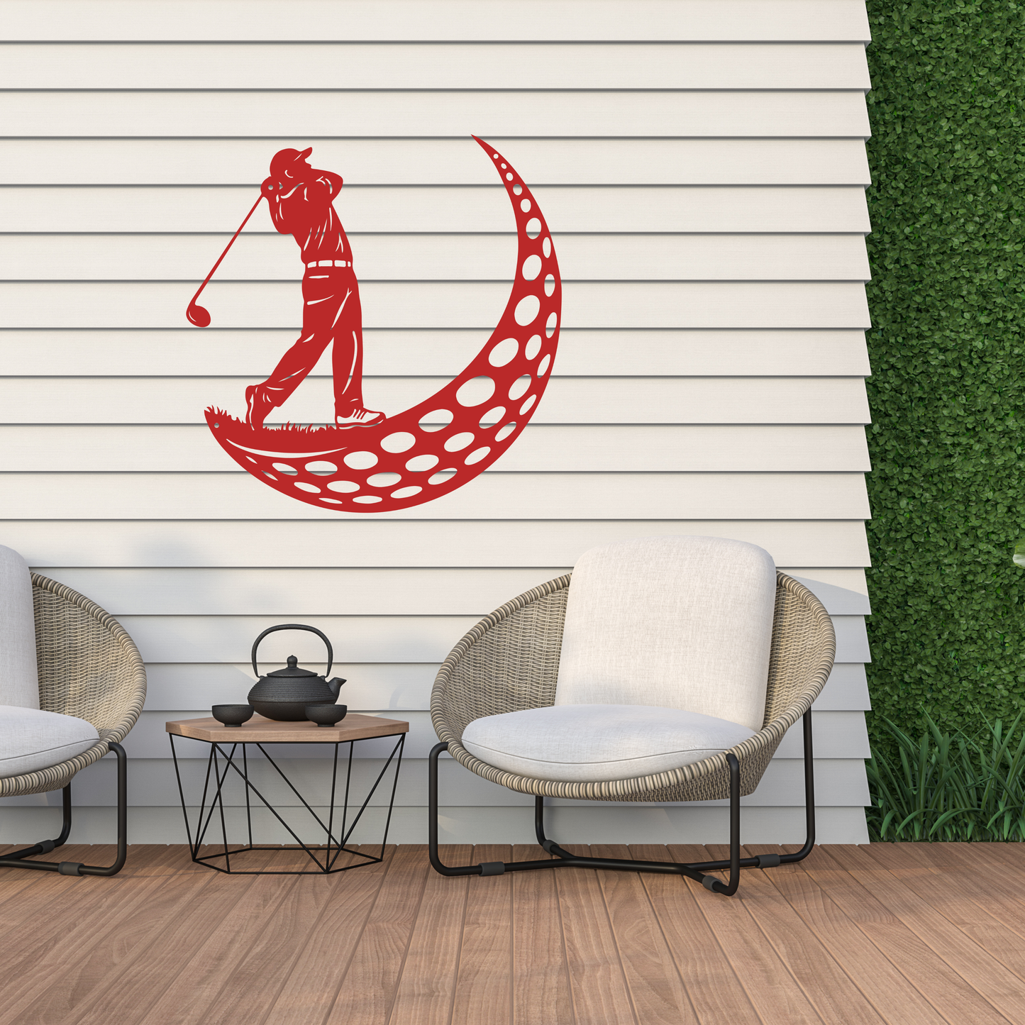 Golfer Moon Metal Wall Art