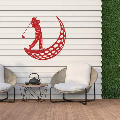Golfer Moon Metal Wall Art