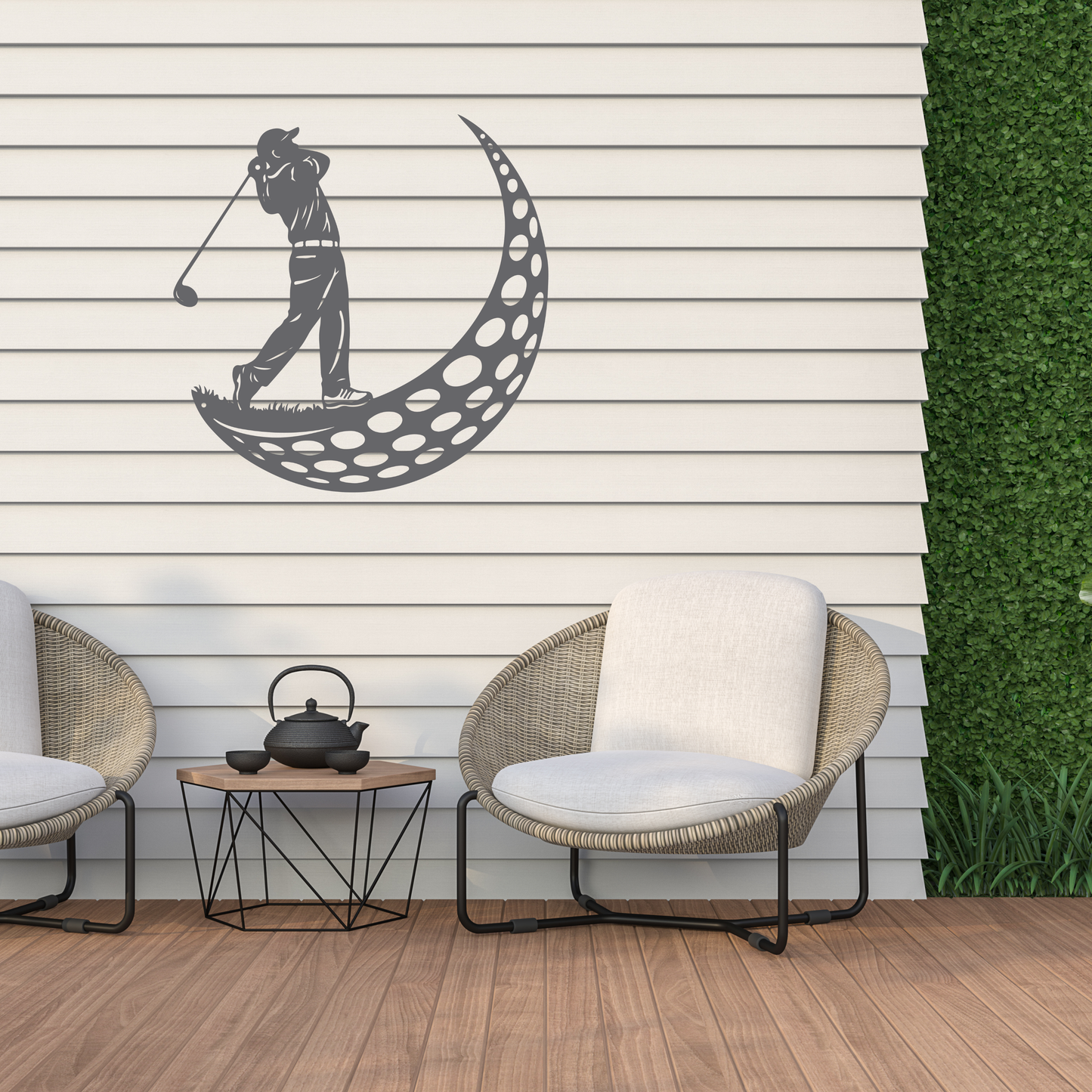 Golfer Moon Metal Wall Art