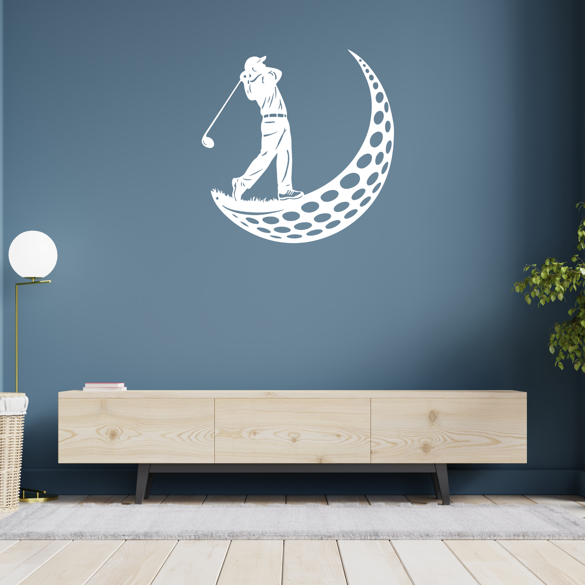 Golfer Moon Metal Wall Art