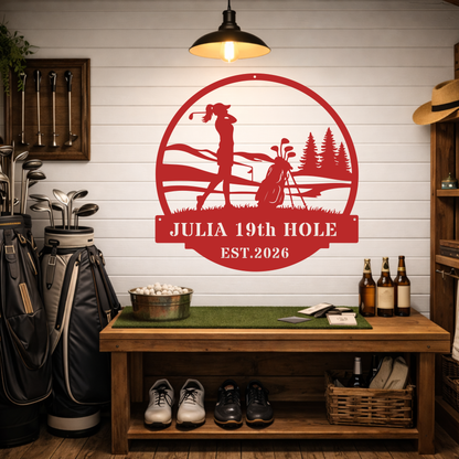 Personalised 19th Hole Golf Metal Sign