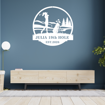 Personalised 19th Hole Golf Metal Sign