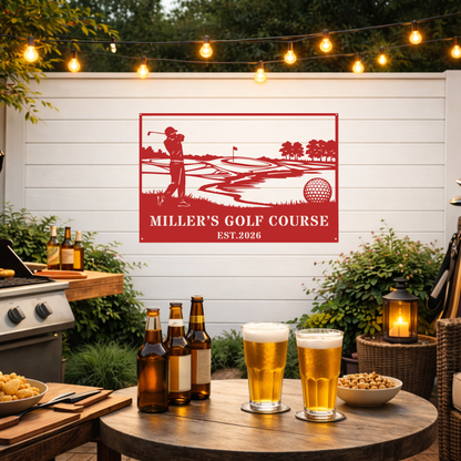 Personalised Golf Course Metal Wall Art