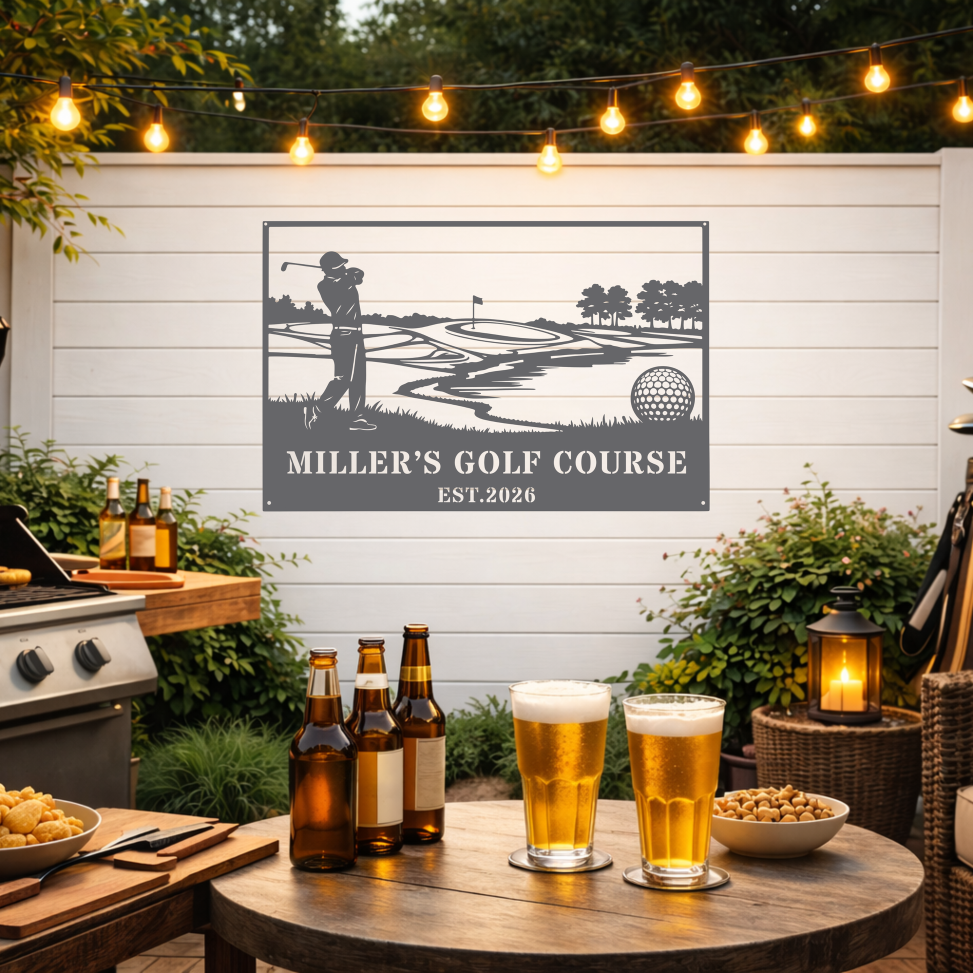 Personalised Golf Course Metal Wall Art