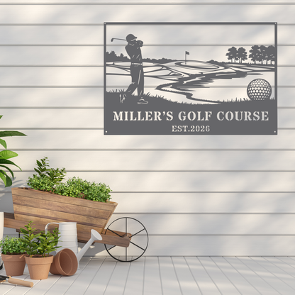 Personalised Golf Course Metal Wall Art