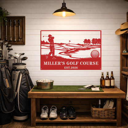 Personalised Golf Course Metal Wall Art