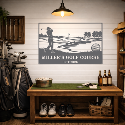 Personalised Golf Course Metal Wall Art