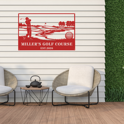 Personalised Golf Course Metal Wall Art