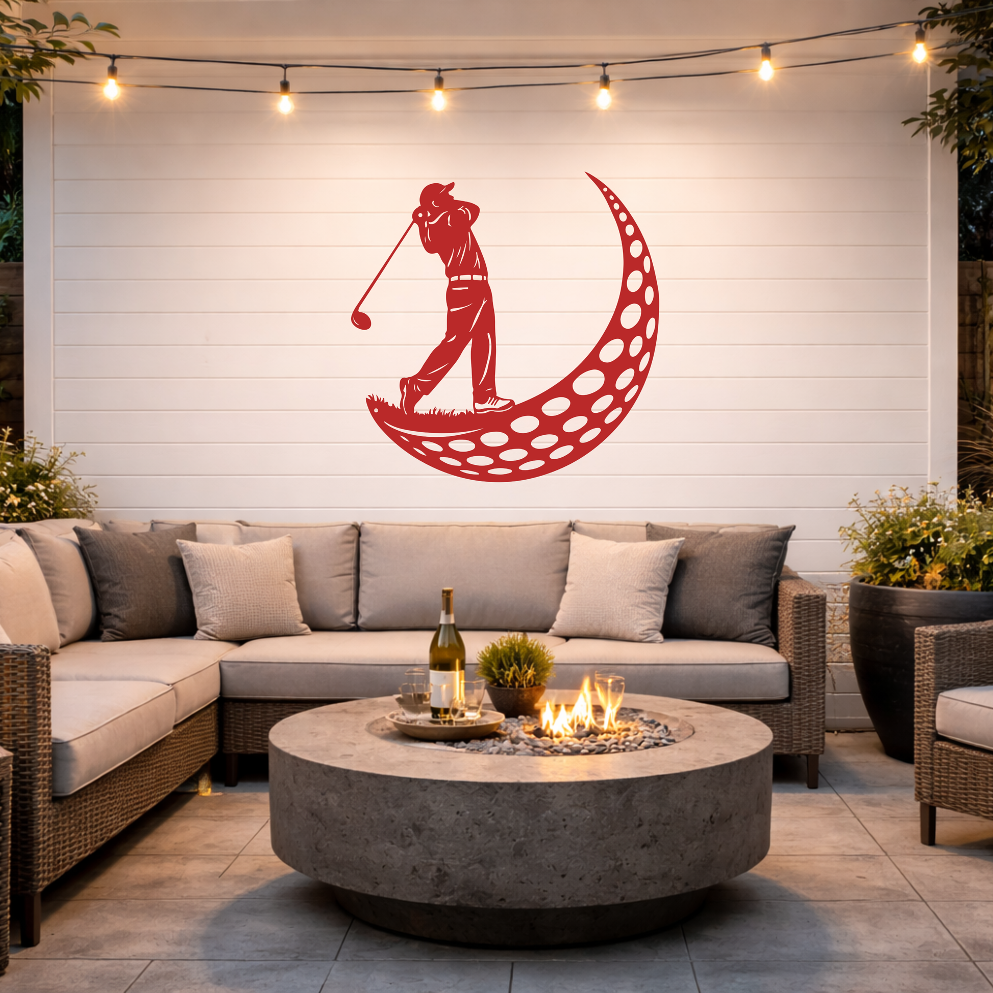Golfer Moon Metal Wall Art