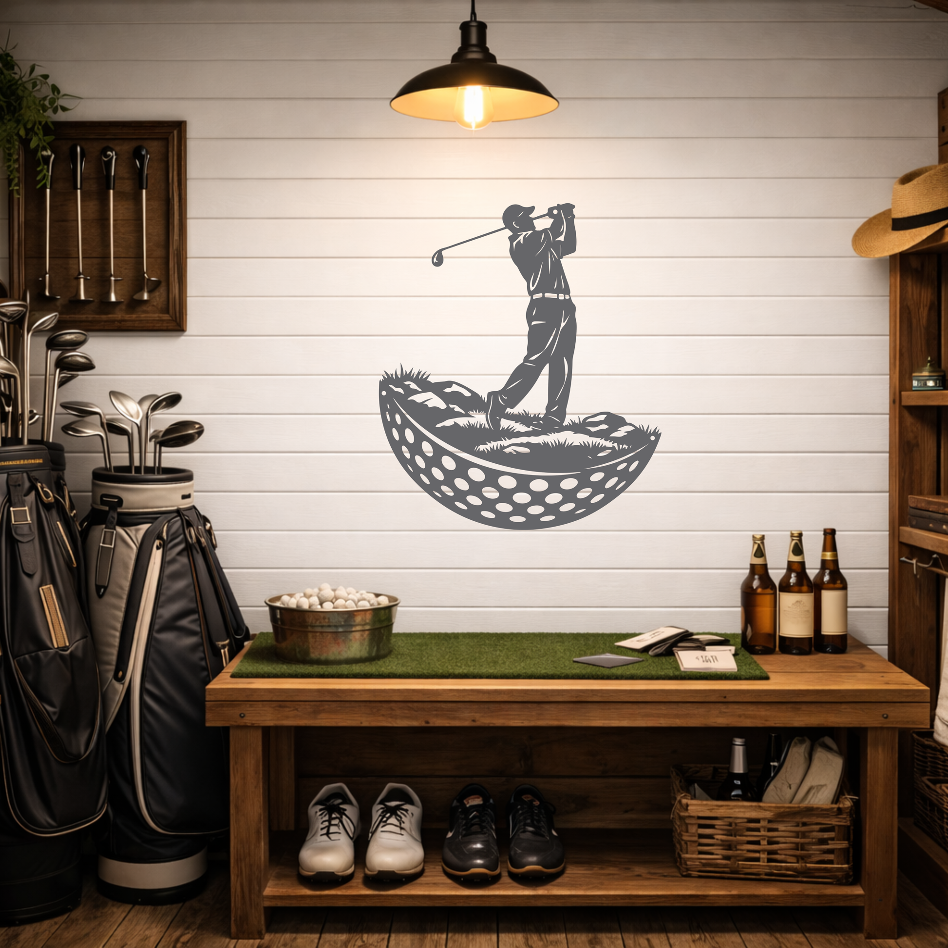 Modern Golf Ball Metal Wall Art