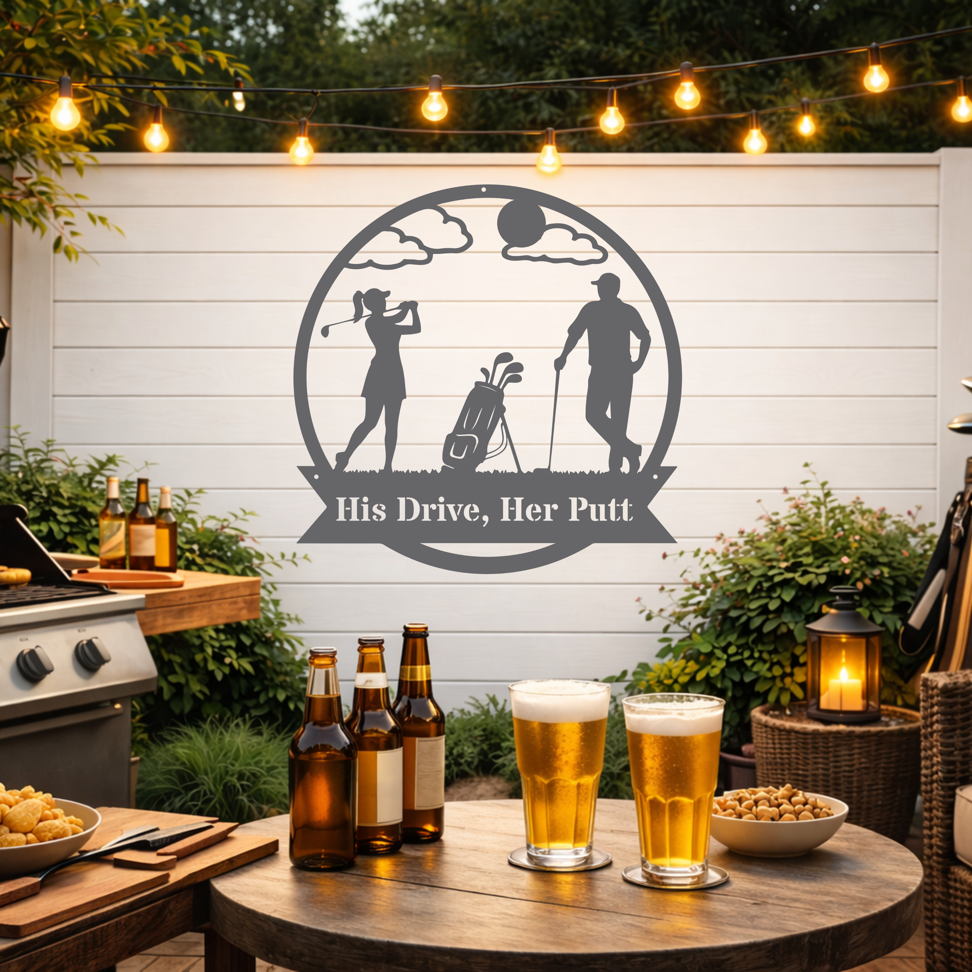 His Drive, Her Putt Metal Wall Sign – Golf Couple Decor