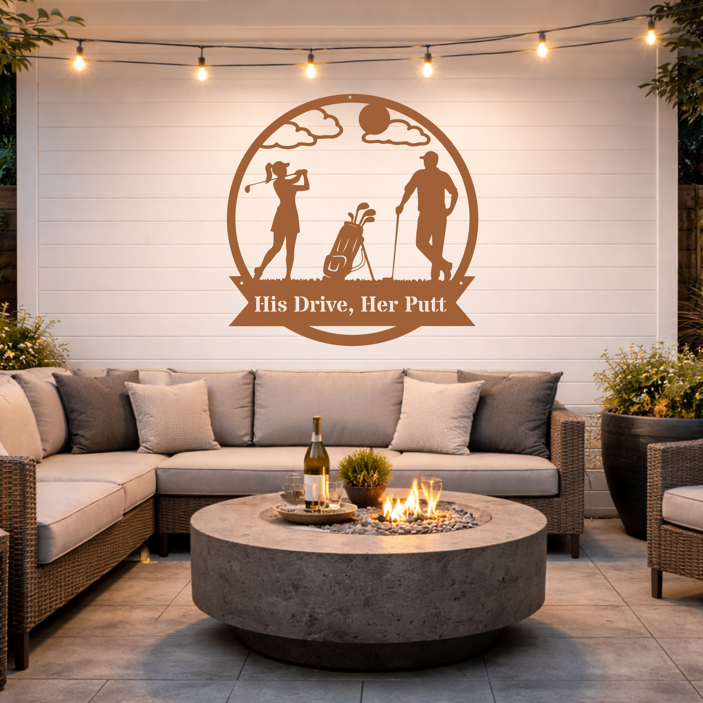His Drive, Her Putt Metal Wall Sign – Golf Couple Decor
