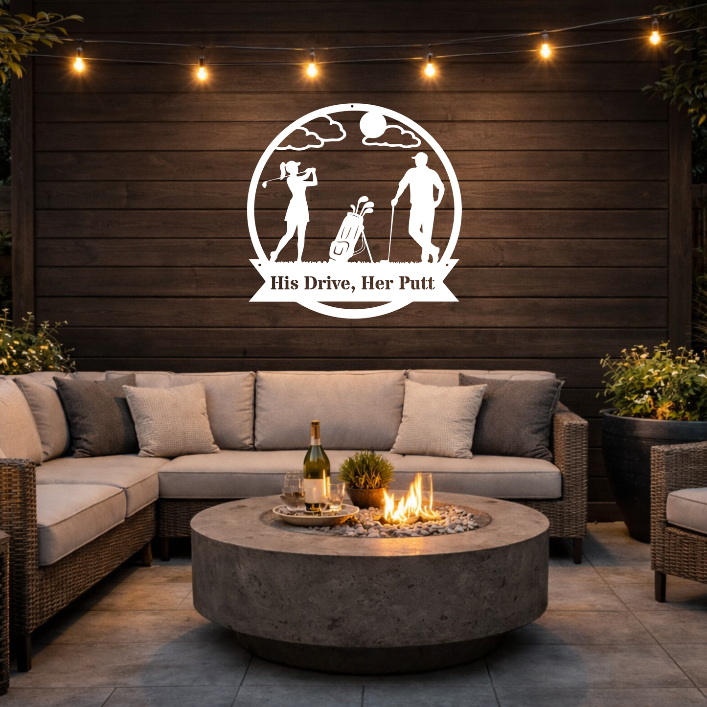 His Drive, Her Putt Metal Wall Sign – Golf Couple Decor
