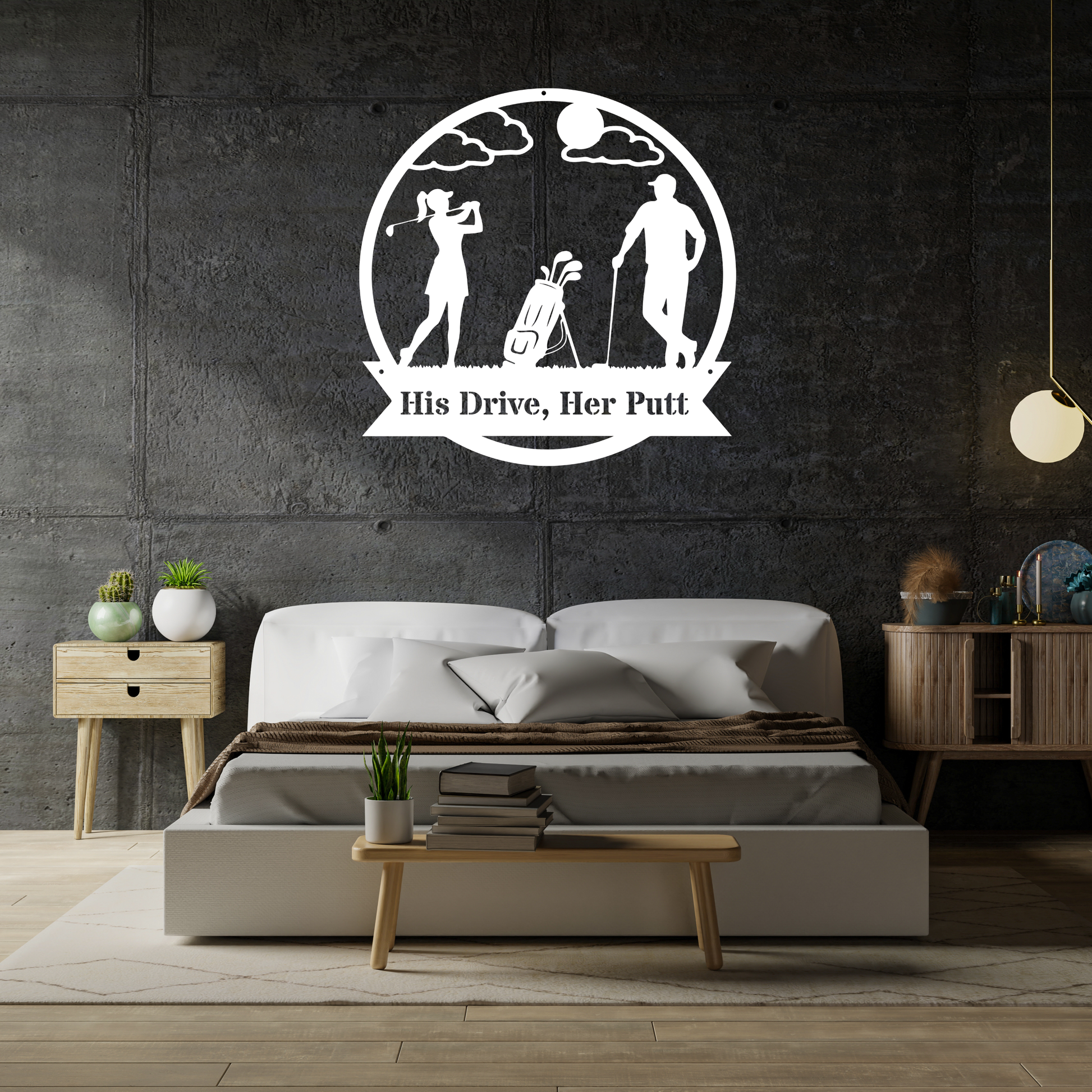 His Drive, Her Putt Metal Wall Sign – Golf Couple Decor