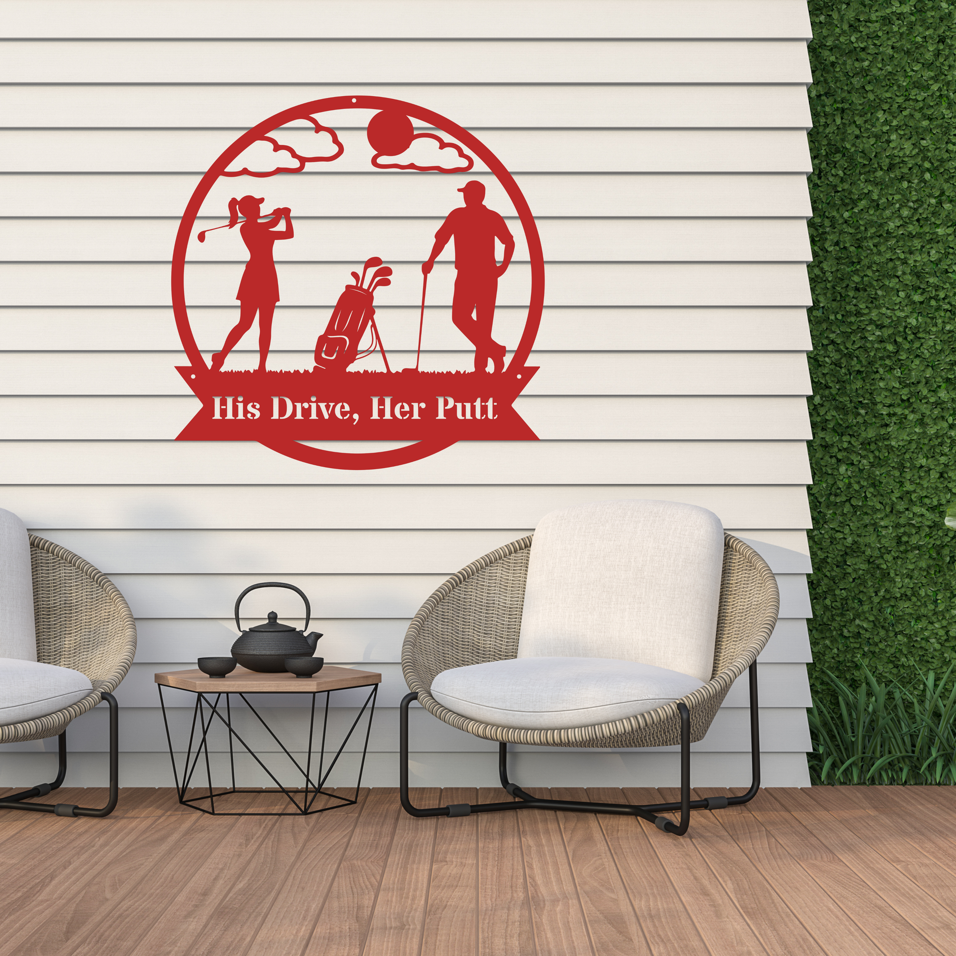 His Drive, Her Putt Metal Wall Sign – Golf Couple Decor