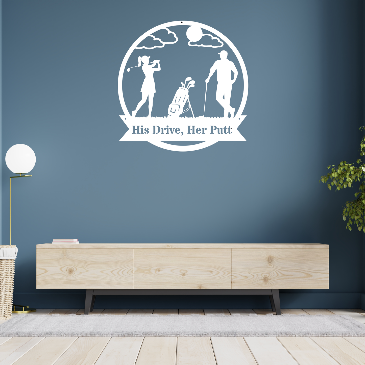 His Drive, Her Putt Metal Wall Sign – Golf Couple Decor