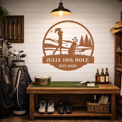 Personalised 19th Hole Golf Metal Sign