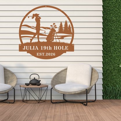 Personalised 19th Hole Golf Metal Sign