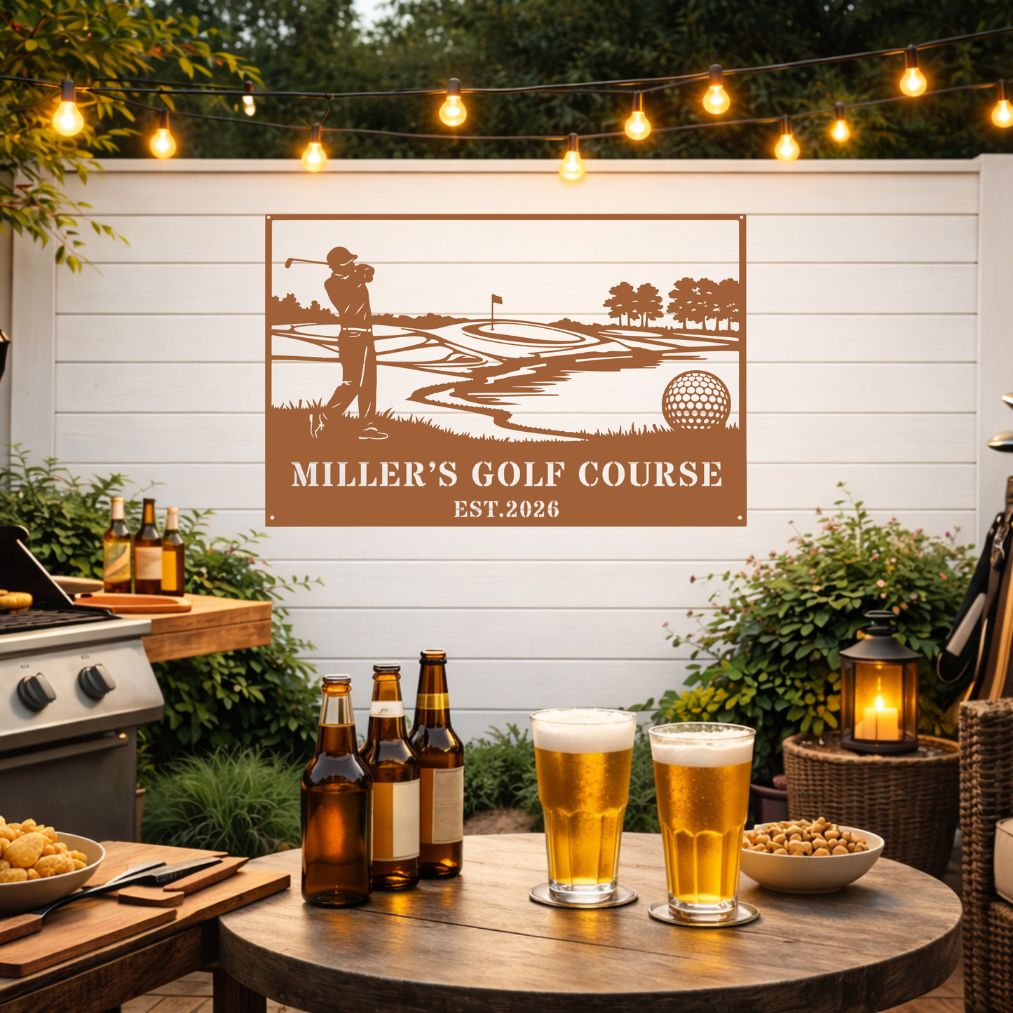 Personalised Golf Course Metal Wall Art