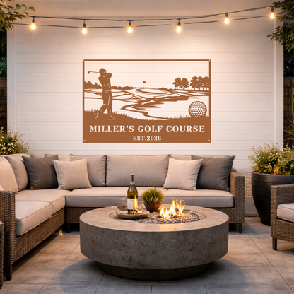 Personalised Golf Course Metal Wall Art