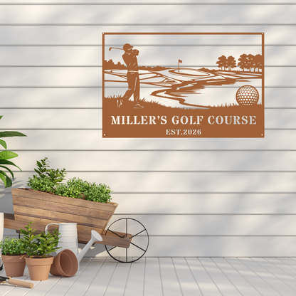Personalised Golf Course Metal Wall Art