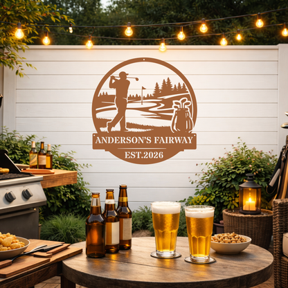 Personalised Golf Metal Sign – Anderson’s Fairway Golf Wall Art