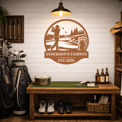 Personalised Golf Metal Sign – Anderson’s Fairway Golf Wall Art