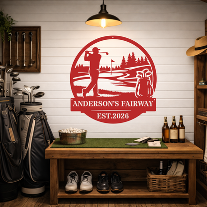 Personalised Golf Metal Sign – Anderson’s Fairway Golf Wall Art