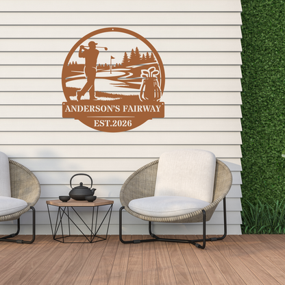 Personalised Golf Metal Sign – Anderson’s Fairway Golf Wall Art