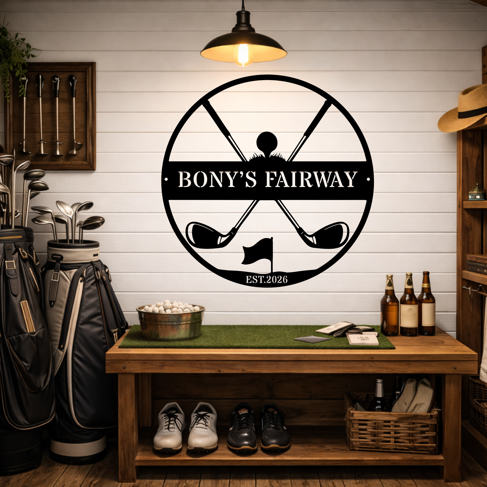 Golfer Family Name Metal Sign - Personalised Golf Art