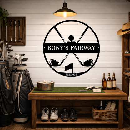 Golfer Family Name Metal Sign - Personalised Golf Art