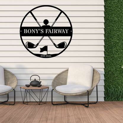 Golfer Family Name Metal Sign - Personalised Golf Art