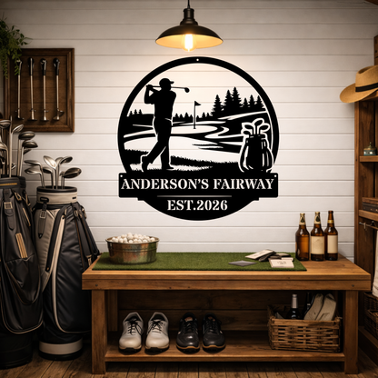Personalised Golf Metal Sign – Anderson’s Fairway Golf Wall Art