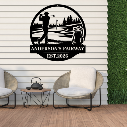 Personalised Golf Metal Sign – Anderson’s Fairway Golf Wall Art