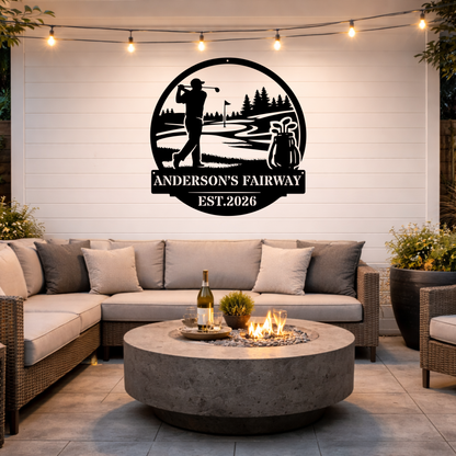 Personalised Golf Metal Sign – Anderson’s Fairway Golf Wall Art