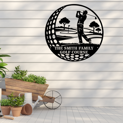 Family Golf Course Metal Sign – Custom Golf Wall Art