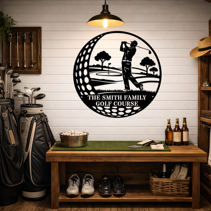 Family Golf Course Metal Sign – Custom Golf Wall Art