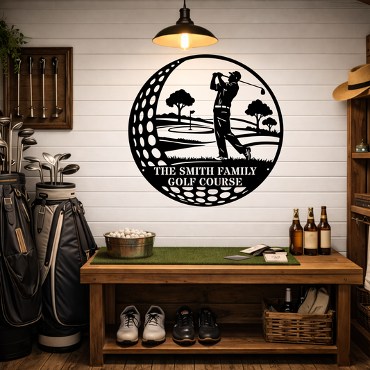 Family Golf Course Metal Sign – Custom Golf Wall Art