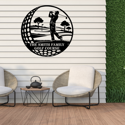 Family Golf Course Metal Sign – Custom Golf Wall Art