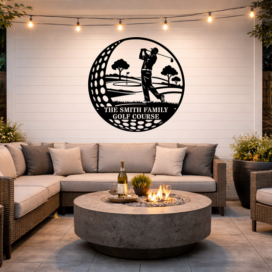 Family Golf Course Metal Sign – Custom Golf Wall Art
